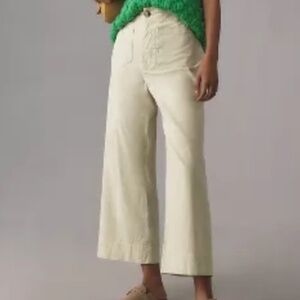 Anthropologie The Colette Cropped Wide-Leg Pants by Maeve 33 New Mint New